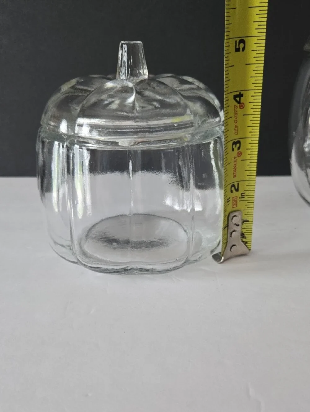 Robert Stanley Clear Glass Pumpkin Shaped Cannister Jars with Lids - Set of 2
